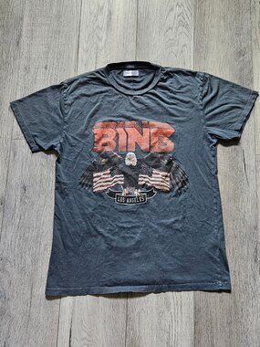 Anine Bing Womens Small Lili Vintage Eagle Graphic T Shirt Washed Charcoal Tee S